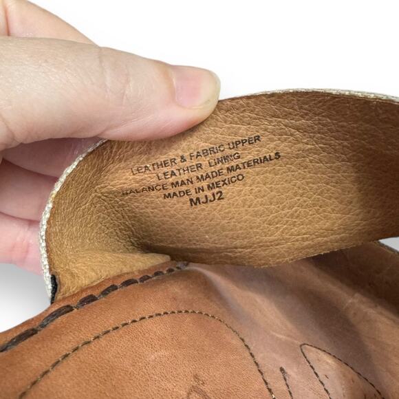 Born Leather And Striped Canvas Two Strap Platform Wedge Sandals Women's Size 10 - Picture 10 of 10